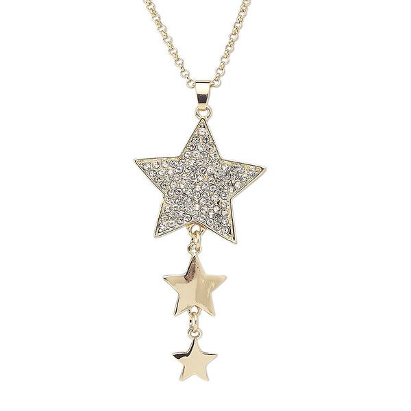 Metal Star Charm Necklace In Star Shape, Star-shaped Metal Jewelry With Adjustable Chain, Star Shaped Metal Jewelry With Star Charm, Adjustable Star-shaped Metal Jewelry, Metal Star Charm Jewelry, Gold Star Charm Necklace For Party, Gold Star-shaped Sparkling Jewelry, Gold Sparkling Star Jewelry, Sparkling Gold Star-shaped Jewelry