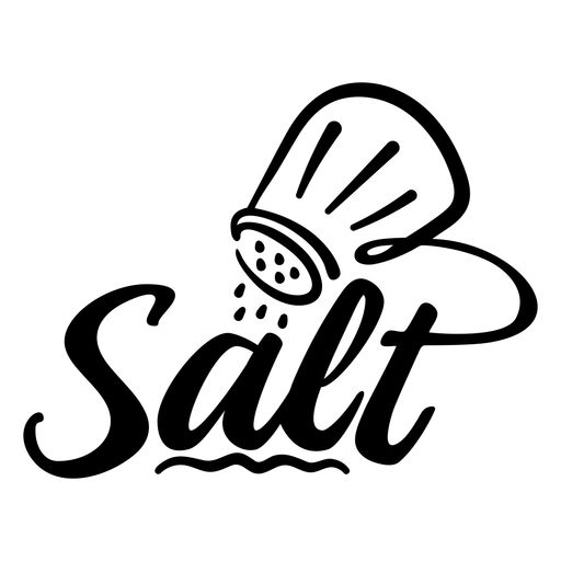 the word salt written in black ink with an image of a chef's hat