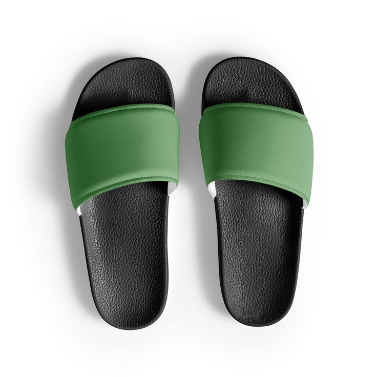 Dusty Green Color Women's Slides by Visual Verse - Image 1 Green Slide Sandals For Vacation, Green Round Toe Sandals For Vacation, Green Non-slip Slide Sport Sandals, Green Non-slip Flip Flops For Vacation, Comfortable Green Flip Flops For Beach Season, Comfortable Green Flat Sandals, Non-slip Green Flip Flops For Vacation, Summer Green Slide Sandals, Green Slide Sandals For Summer