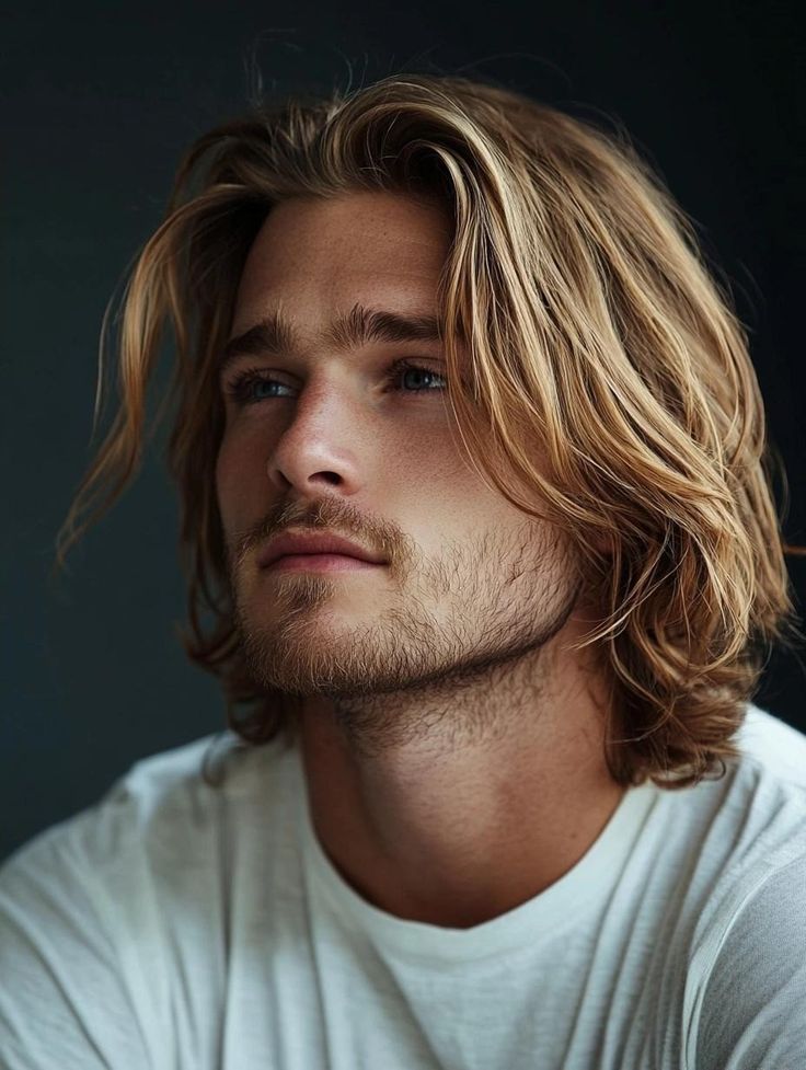 Flowy Mens Haircut, Men Long Hair Highlights, Long Surfer Hair Men, Man Hairstyle Straight Hair, Men Long Hair Layers, Shaggy Long Hair Men, Messy Blonde Hair Men, Hairstyle Men Straight Hair, Men S Medium Length Hairstyle