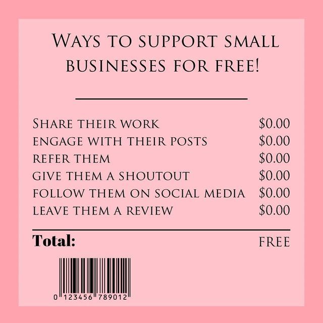 a pink background with the words ways to support small businesses for free on it's side