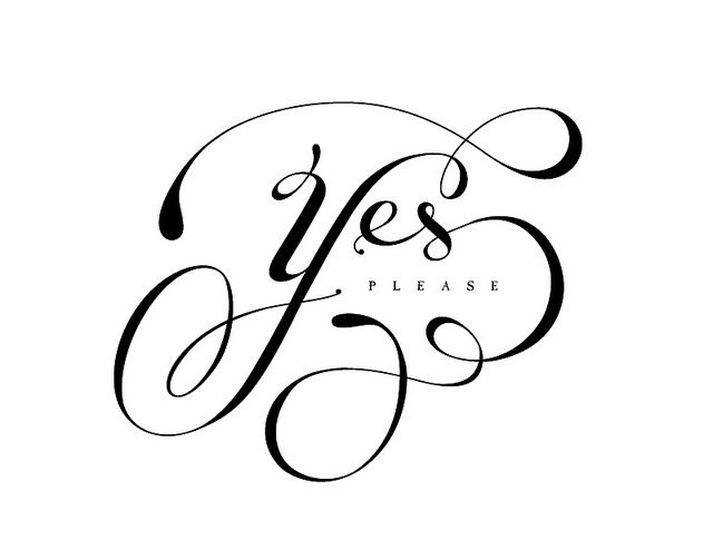 the yes please logo is shown in black and white