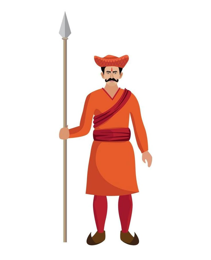 a man in an orange outfit holding a stick