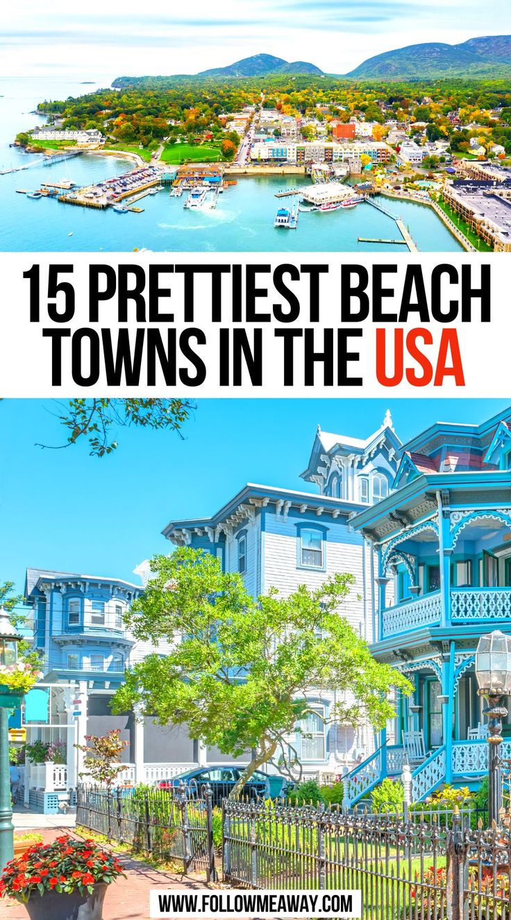 15 Prettiest Beach Towns in the USA Beaches To Visit In The Us, Beach Vacation Destinations, Best Beach Vacations, Aesthetic Usa, Prettiest Beach, Maine Beach, Usa Beach, Summer Travel Destinations, North America Travel Destinations