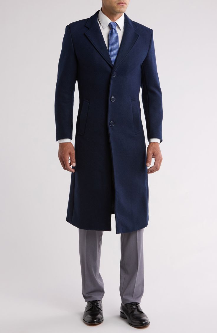 Crisp notched lapels frame a sumptuous single-breasted jacket cut from a warm, woolly blend for cold-weather comfort. Front button closure Notched lapels Four-button cuffs Front welt pockets Lined 45% polyester, 35% wool, 15% other fibers, 5% nylon Dry clean Imported Asian & Pacific Islander Owned/Founded Single Breasted Wool Coat For Business Casual, Single-breasted Wool Coat For Business Casual, Semi-formal Single Breasted Outerwear, Single Breasted Button-up Suit For Fall, Business Wool Coat Single Breasted, Business Casual Wool Coat With Hidden Buttons, Single Breasted Wool Coat For Business, Winter Semi-formal Wool Coat With Hidden Button Closure, Notched Winter Blazer