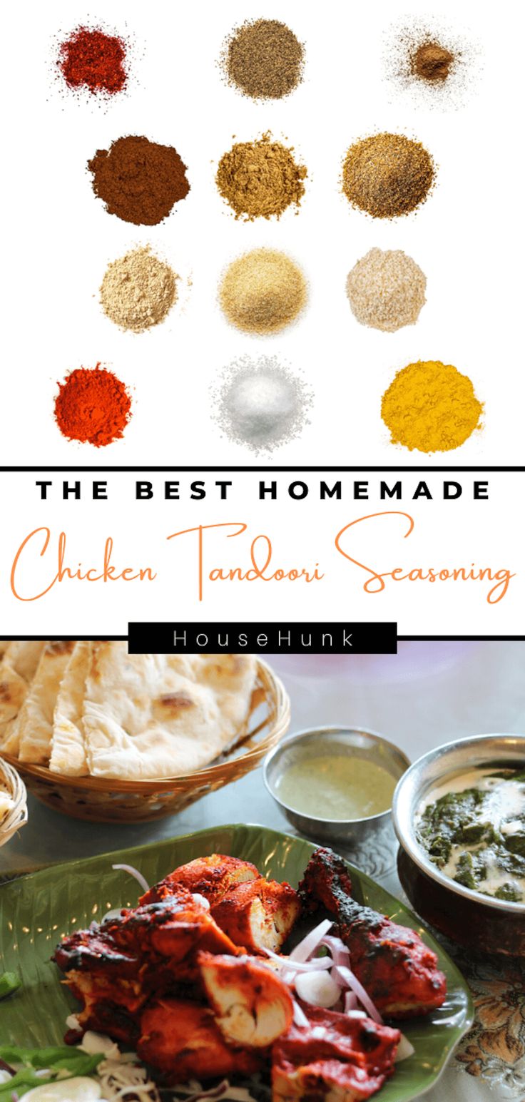 the best homemade chicken tandoori seasoning recipe is shown on a green plate