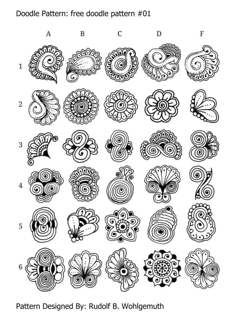 an image of doodle pattern designs for children's artwork and crafts, including flowers