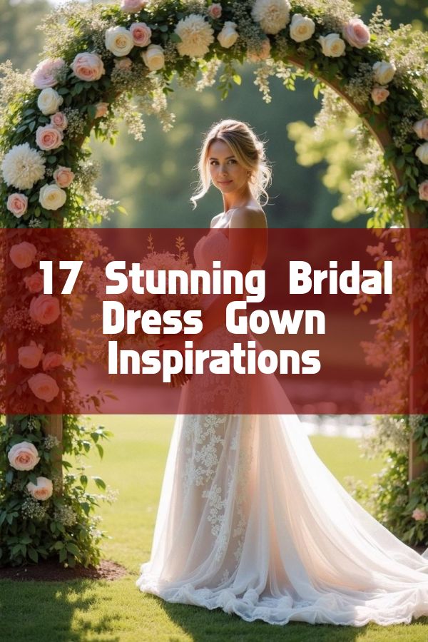 a woman in a wedding dress with the words 17 stunning bridal dress gown inspirations