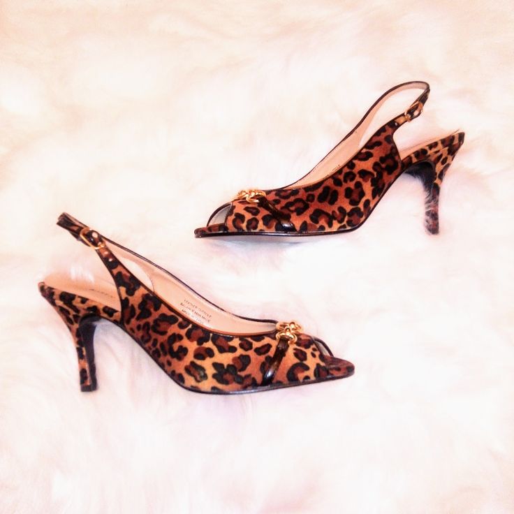 Nwot, These Are Beautiful Cheetah Print Heels. They Have Never Been Worn. They Are Leather Outsoles. The Cheetah Print Is A Soft Velvety Material. The Gold Chain On The Top Is A Nice Added Detail. The Heel Is 3.25" Tall. They Are Adorable With Jeans, Black Pants, Skirt, Or Dress. Very Versatile Shoe! Elegant Ankle Strap Heels In Leopard Print, Elegant Leopard Print Ankle Strap Heels, Formal Leopard Print Heels With Ankle Strap, Leopard Print Closed Toe Heels With 4-inch Heel, Elegant Leopard Print Heels With Heel Strap, Brown Low Heel Kitten Heels For Party, Brown Kitten Heels For Party, Brown Party Kitten Heels, Leopard Print Open Toe Heels For Formal Occasions