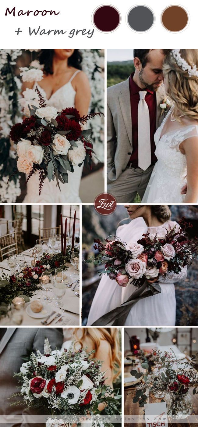 the wedding color scheme is red, white and grey