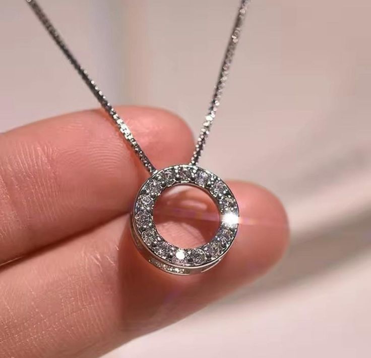 This Pendant Necklaces item is sold by Rubybystars. Ships from China. Listed on Nov 29, 2024 Circle Pendant Necklace, Silver Circle, Timeless Jewelry, Pendant Design, Sparkling Crystal, Circle Pendant, Style Minimalist, Box Chain, Jewelry For Women