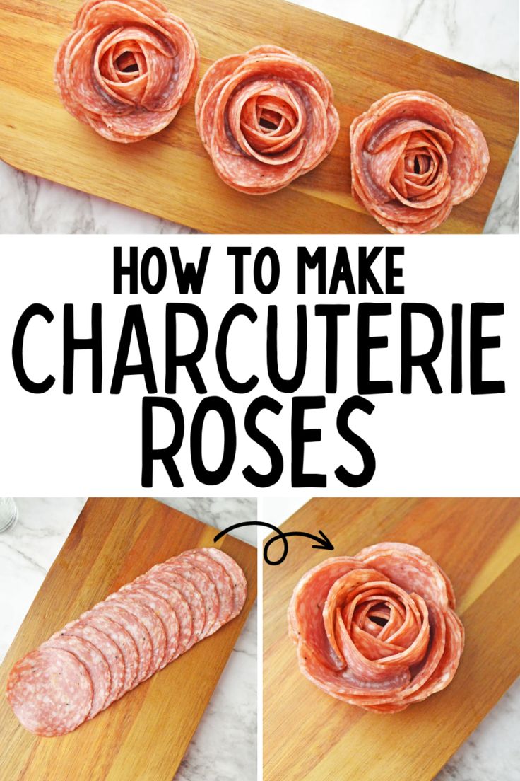 how to make charcuterie roses on a cutting board