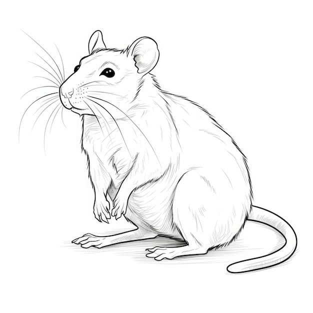 a drawing of a mouse sitting on the ground