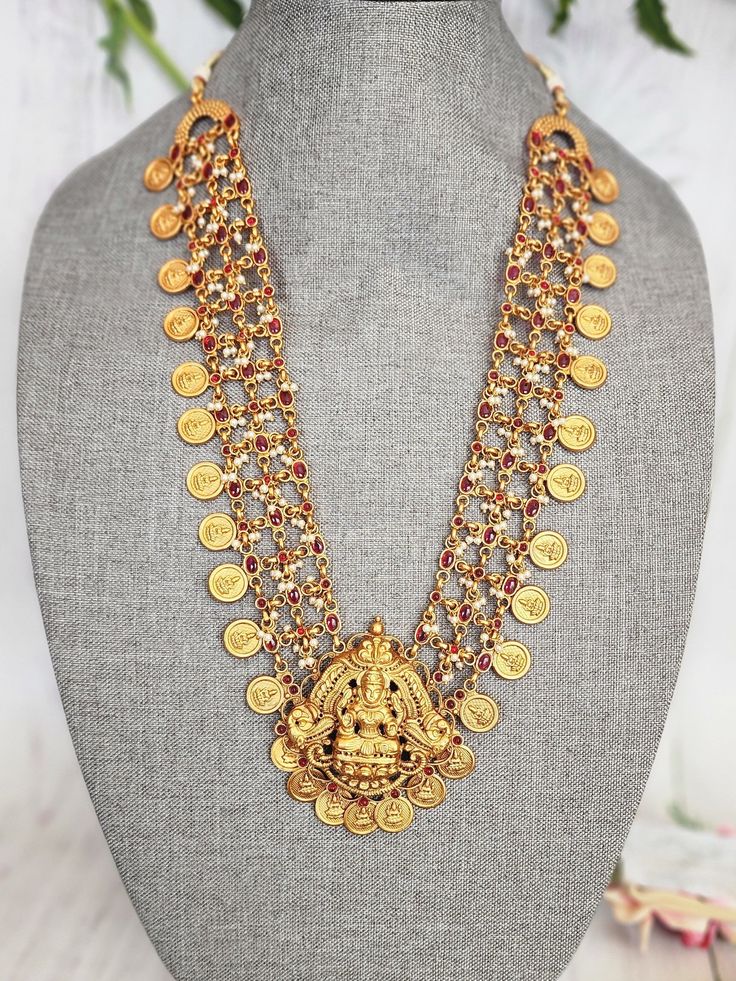 Add charm and charisma to your beautiful personality with these beautifully designed and handcrafted Brass necklaces. The antique finish gives this Necklace a very eye-catching look. Long necklace designed beautifully and compliments very well. Wear it with any of your party or casual outfits and grab compliments all the way! Length 26 to 28 inches! Gold Kundan Chandbali Necklace, Gold Kundan Necklace With Latkans, Gold Chandbali Necklace With Latkans, Heavy Gold Bollywood Necklaces, Gold Heavy Bollywood Necklace, Heavy Gold Bollywood Necklace, Bollywood Style Long Temple Necklace For Diwali, Bollywood Style Long Temple Necklace For Celebrations, Gold Long Kundan Necklace For Festive Occasions