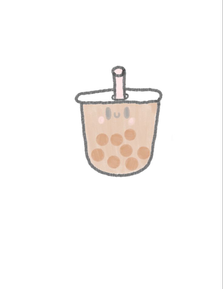 a drawing of a cup filled with lots of bubbles on top of a white surface