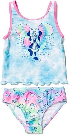 Disney Minnie Mouse Racerback Tankini Top and Bikini Bottom Swim Set Infant to Big Kid Disney Bathing Suit, Minnie Mouse Swimsuit, Swimwear Ideas, Light Pink Tops, Tie Dye Blue, Girls Disney, Tankini Swimsuit Top, Swim Sets