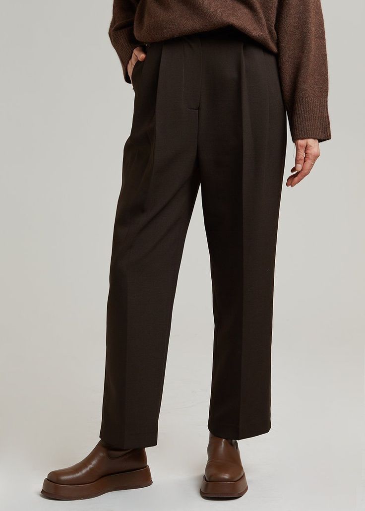 Bea Suit Pants - Dark Espresso Pants The Frankie Shop The Frankie Shop, Frankie Shop, Suiting Fabric, Fitted Suit, Suit Pants, Personal Shopping, Welt Pockets, Color Combinations, Espresso