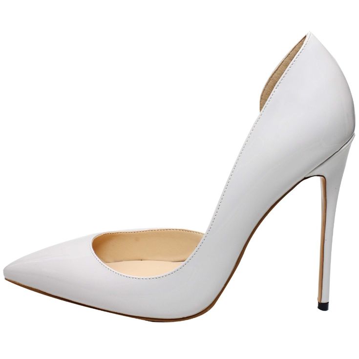 Shop White Patent Leather Party Pumps Pointed Toe Stiletto High Heels D'orsay color White for Dancing Club, Party, Work with worldwide Free shipping & Free return.