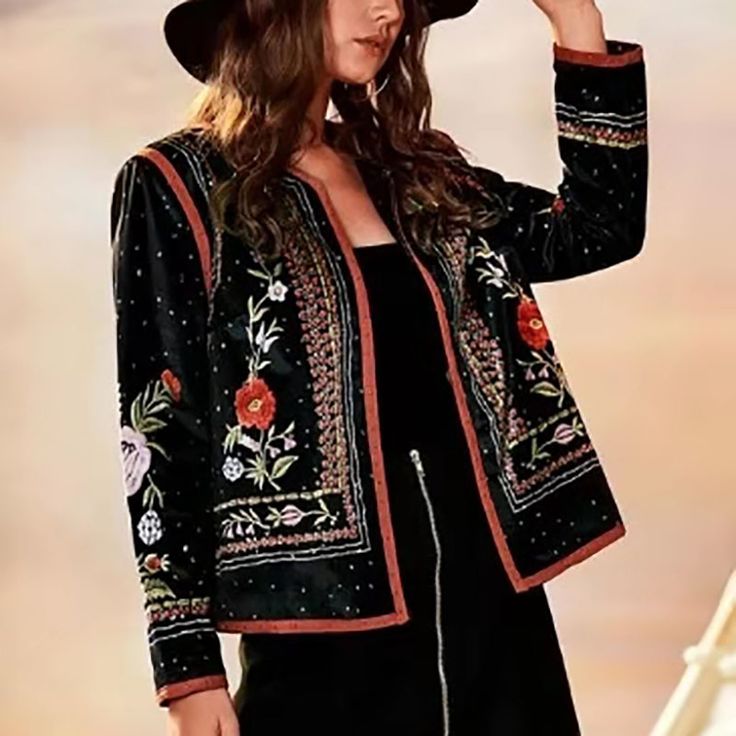 Elegant Embroidered Spring Cardigan, Trendy Embroidered Fall Cardigan, Long Sleeve Floral Embroidered Cardigan For Spring, Spring Floral Embroidered Long Sleeve Cardigan, Fitted Long Sleeve Cardigan With Floral Embroidery, Fall Embroidered Long Sleeve Cardigan, Trendy Embroidered Spring Cardigan, Casual Fall Outerwear With Geometric Embroidery, Trendy Floral Embroidered Long Sleeve Outerwear