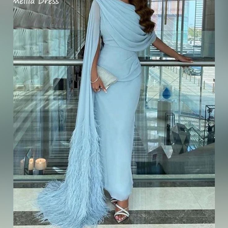 Feathers Brand New Cap Sleeve Prom Dress, Modest Evening Dress, Gown Elegant, Mermaid Evening Gown, Mother Dresses, Evening Dresses Online, Cheap Evening Dresses, Blue Dress Formal, Dresses Formal Elegant