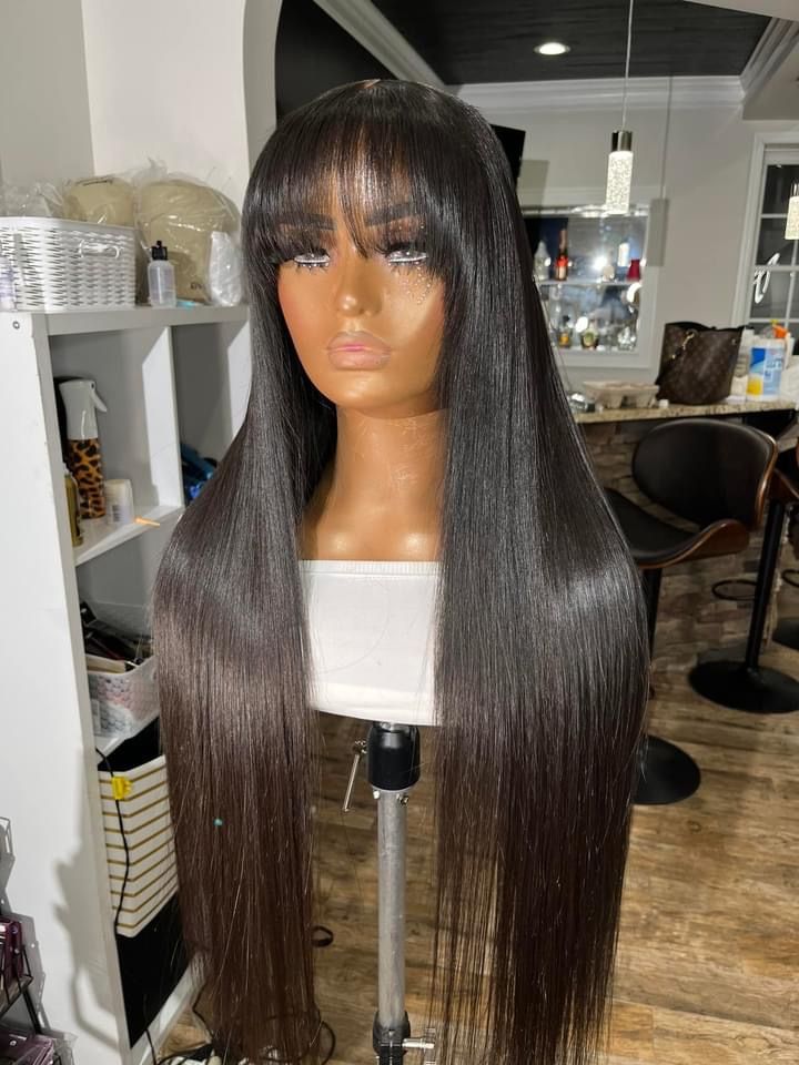 Black Wigs For Black Women, Lace Front Wig With Bangs, Human Hair Bob Wigs, Pretty Hair Color, Human Wigs, Dope Hairstyles, Hair Laid, Hair Bob, Wig With Bangs