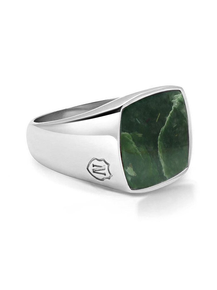 Stainless Steel Ring Green Jade Stone Product Code: MRING_129 Designer's Notes Designed and handcrafted in our LA studio, this one-of-a-kind cocktail ring features a brilliant green jade stone set in a stainless steel ring This piece will put the final touch to all looks. Please note that all our pieces are crafted by hand and one-of-a-kind, and may therefore vary slightly in size, shape, and color. Mens Silver Signet Ring, Mens Signet Rings, Jewelry Room, Ring And Bracelet, Signet Ring Men, Silver Signet Ring, African Turquoise, Ring Men, Semi Precious Beads