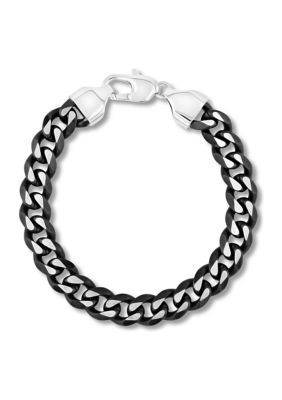 Perfect for gifting, this is a handsome set of stainless steel black ion-plated curb link chain bracelet and necklace. | Belk & Co Men's Curb Link Chain Bracelet and Necklace Set in Two-Tone Stainless Steel, Black Bracelet And Necklace, Link Chain Bracelet, Metal Chain Link, Link Chain, Chain Bracelet, Mens Bracelet, Necklace Set, Two Tone, Plating