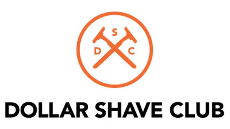 the dollar shave club logo with two crossed axes on it's back and an orange circle