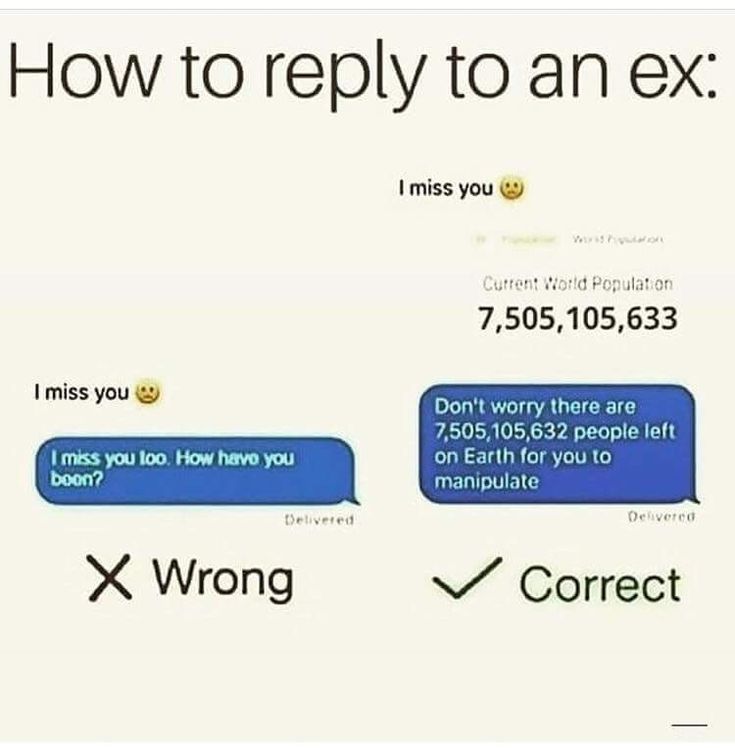 two texts that say, how to reply to an ex? and the same text