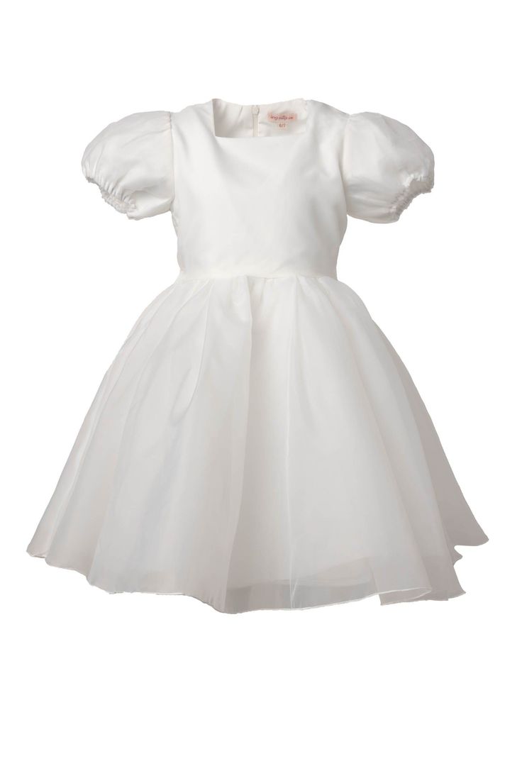 Make a statement with our Mini Cupcake Dress in White. The square neckline and short puff sleeves give a modern twist to this classic dress, while the satin overlay and waist tie add a touch of elegance. The double tulle layer and hidden back zipper make for an effortless and voluminous look. The perfect event dress or flower girl dress. Available in sizes 12-18 months, 2T, 3T, 4-5, 6-7, 8, 9-10, 11-12, + 13-14!! flower girl, white flower girl dress, tulle dress, mini dress, little girls dress White Baby Doll Dress, Flower Girl Dress Tulle, White Flower Girl Dress, White Babydoll Dress, Dress Puff Sleeve, Mini Cupcake, Cupcake Dress, White Flower Girl Dresses, Baby Doll Dress