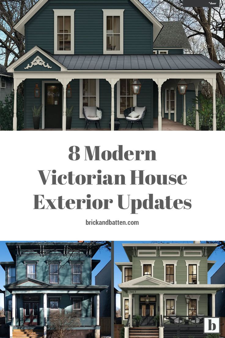 the front and side of a house with text overlay that reads 8 modern victorian house exterior updates