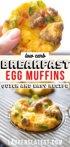 the breakfast egg muffins are ready to be eaten on the grill with text overlay