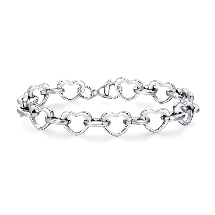 PRICES MAY VARY. Material: Made of high-quality stainless steel with 14k gold / rose gold plating, this heart bracelet is nickel-free, lead-free, hypoallergenic, waterproof, and durable. Lightweight and adjustable: The bracelet features a lightweight hollow design, weighing only 0.7oz, and can be adjusted to fit almost all women's wrists with its 7.5-inch length and lobster clasp closure. Fashionable design: The heart-shaped links are movable, flexible, and soft, ensuring a comfortable fit on yo Stainless Steel Heart Bracelets For Everyday, Everyday Stainless Steel Heart Bracelet With Charm, Minimalist Metal Bracelets For Valentine's Day, Everyday Stainless Steel Bracelet With Heart Charm, Minimalist Stainless Steel Bracelets For Mother's Day, Trendy Hypoallergenic Bracelet For Valentine's Day, Elegant Nickel Free Heart Bracelet For Mother's Day, White Gold Heart Bracelet As Gift, Trendy Metal Bracelets For Mother's Day