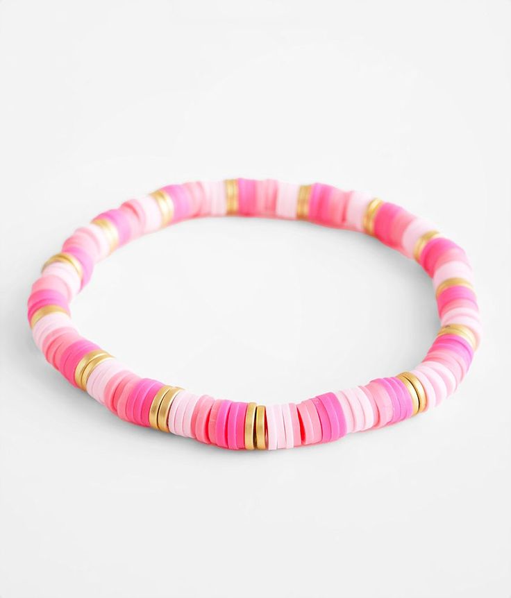 BKE Neon Disc Bead Bracelet - Pink , Women's Pink Stretch bracelet One size fits most. Apparel & Accessories Neon Pink Bracelet, Round Clay Bead Bracelet, Neon Heishi Bracelet, Beaded Bracelets Kids, Valentine Clay Bracelets, Volleyball Clay Bead Bracelets, Preppy Beaded Jewelry, Clay Bead Bracelet Pink, Clay Bead Inspiration