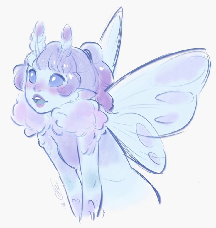 a drawing of a little fairy with wings