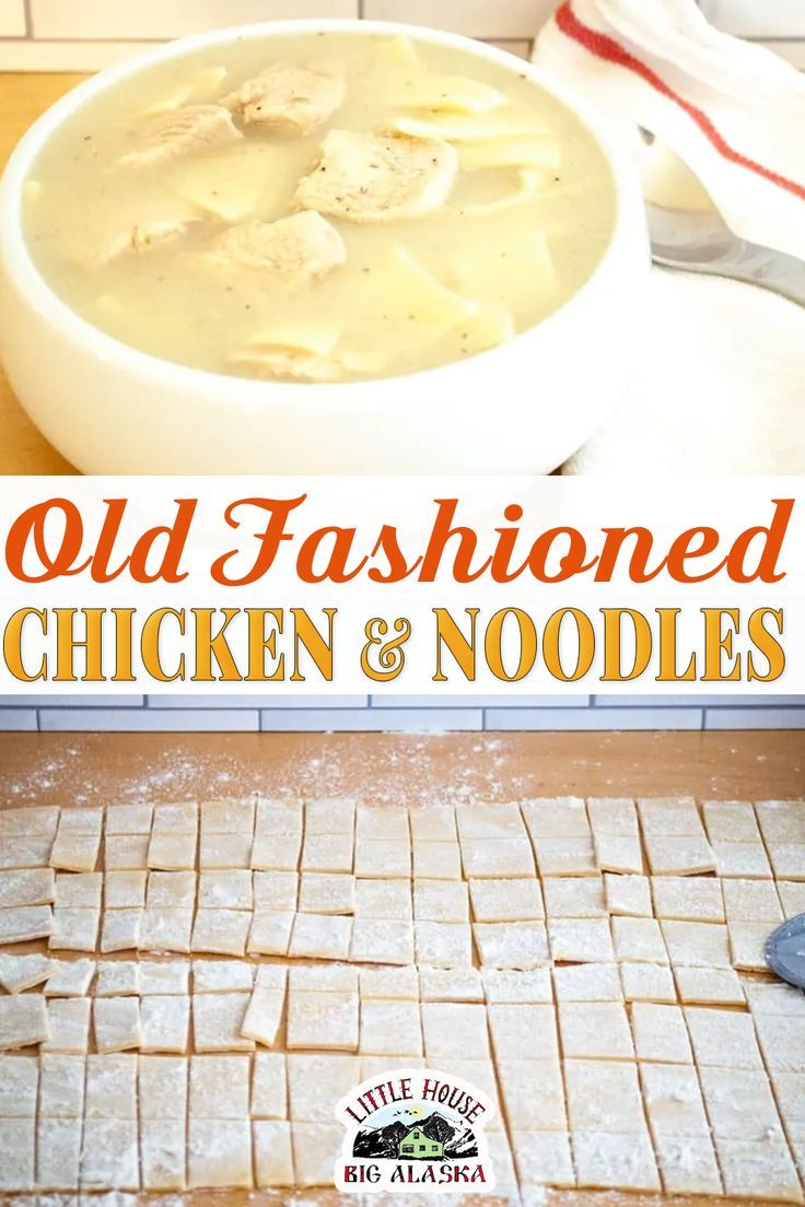 old fashioned chicken noodle soup in a white bowl