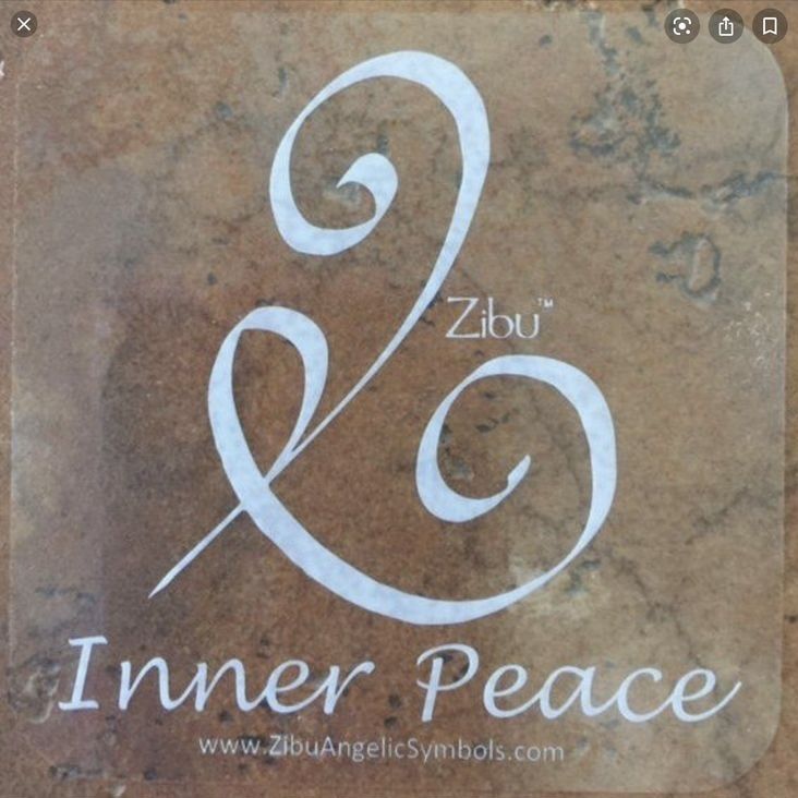 the sign for inner peace is shown in white