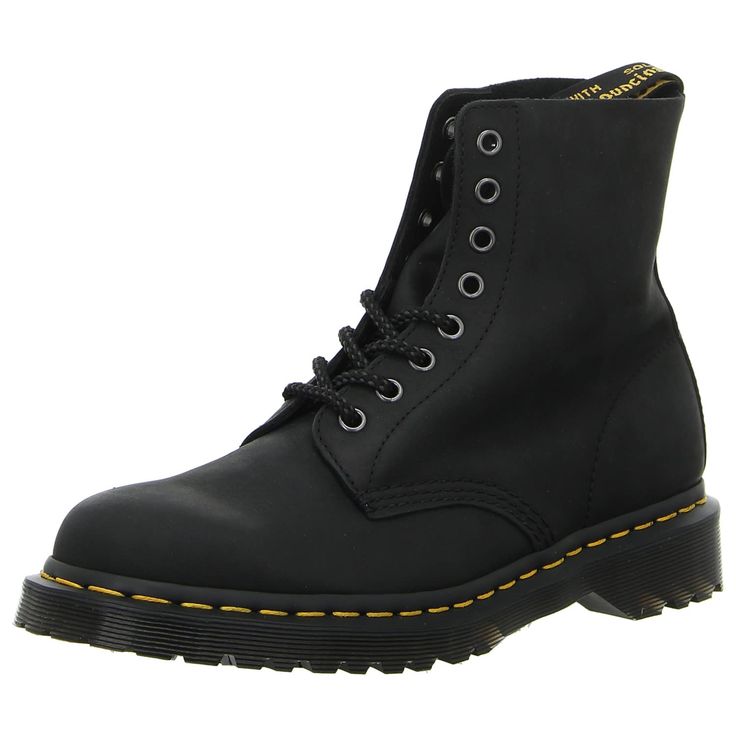 PRICES MAY VARY. Welted on a rugged air-cushioned sole punched with signature yellow welt stitching. Gunmetal eyelets and black cord laces Dr Martens 1460 Pascal, Boot Fashion, Cord Lace, Glitter Boots, Alternative Clothing, Self Service, Kids Luggage, Doc Martens, Luxury Store