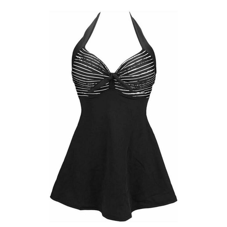 Cocoship Vintage Style Swimming Dress A-Line Bathing Suit Large (12,14) Black. Features : Cocoship Swim Dress One Piece Retro Halter, Ties Back, Built In Bra, Removable Pads, Bathing Suit, Adjustable Elastic In The Back, Size 12-14 Us Color: Black And White. Stripes Shipping Details : Condition Is "New Without Tags". Shipped With Usps Priority Mail. Chic Black Fitted Swim Dress, Elegant Sleeveless Swim Dress For Party, Elegant Black Lined Swim Dress, Elegant Sleeveless Lined Swim Dress, Elegant Fitted Black Swim Dress, Fitted Black Swim Dress For Party, Fitted Black Lined Swim Dress, Elegant Black Swim Dress For Party, Elegant Stretch Black Swim Dress