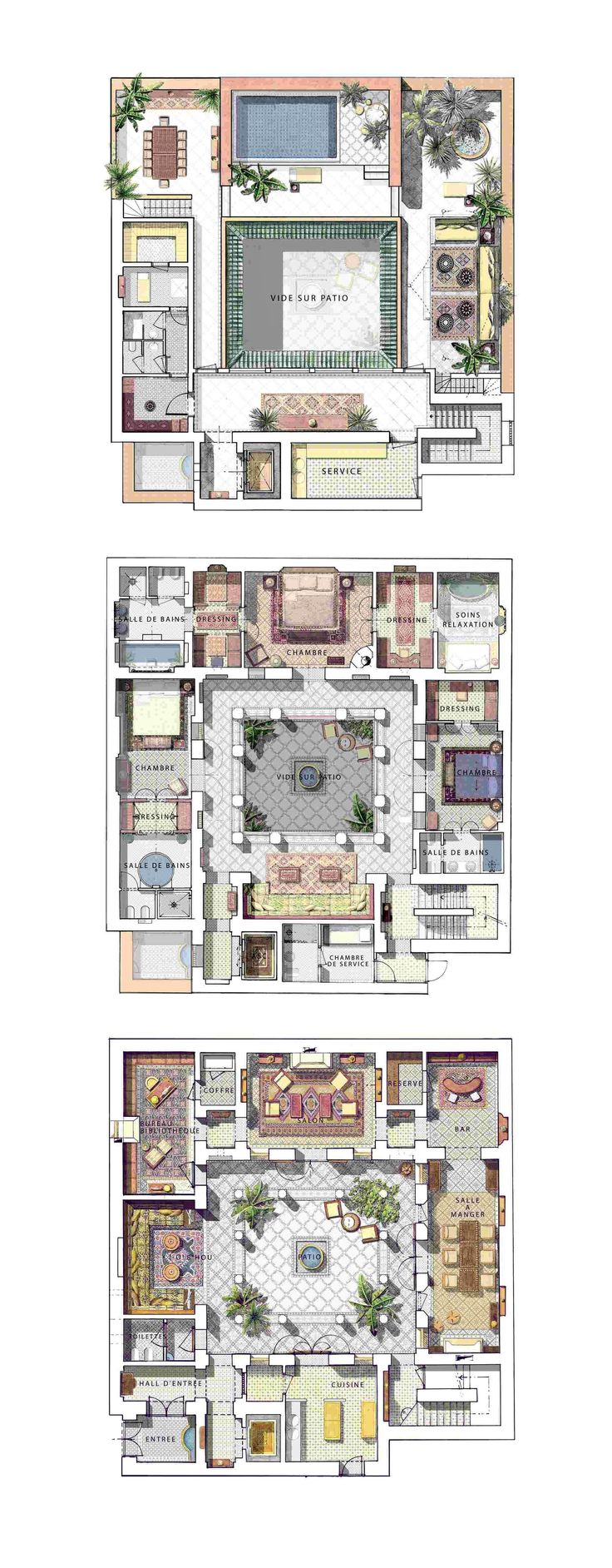 two floor plans for a house with different rooms and bathrooms on each side, one in the