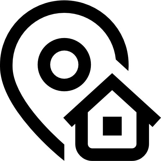 a black and white image of a house with a magnifying glass in the shape of a heart