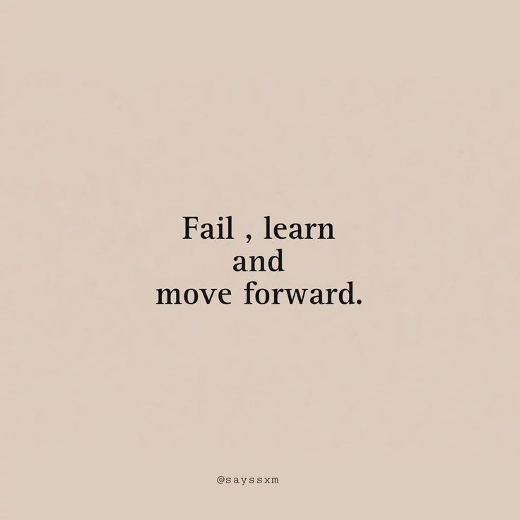 the words fail, learn and move forward are shown in black on a beige background