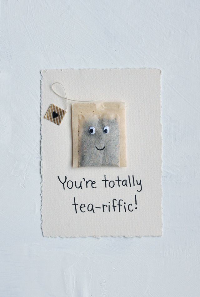 a piece of paper with an image of a face on it that says, you're totally tea - riffic