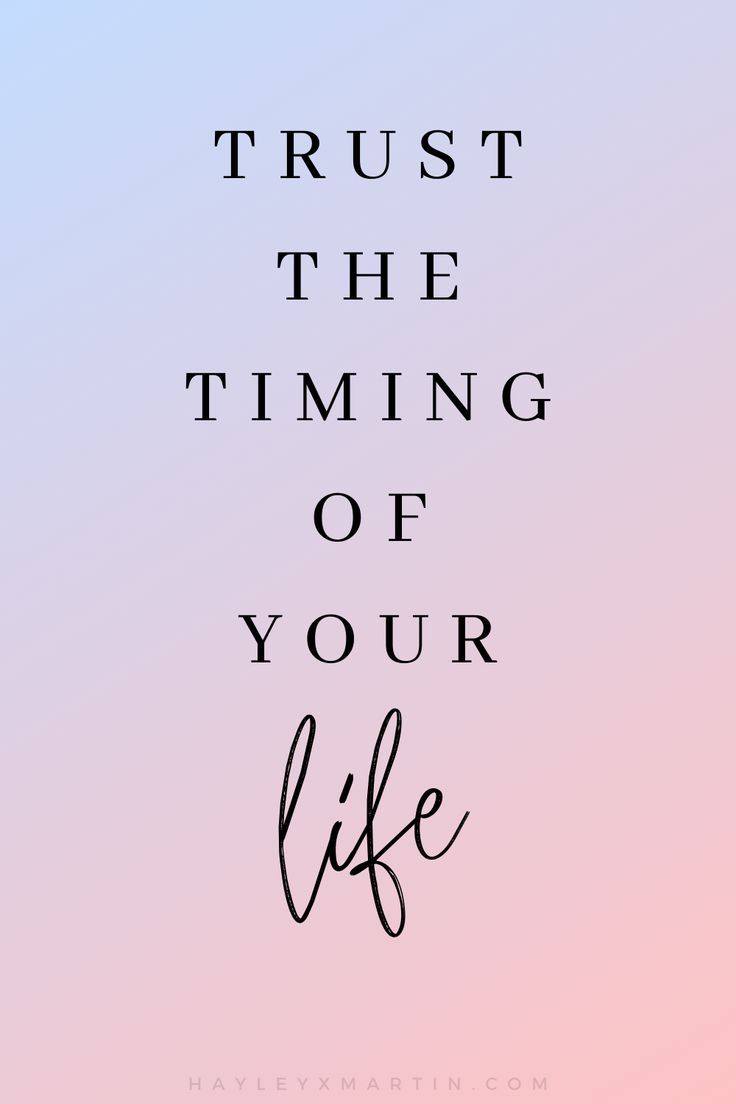 the words trust the time of your life are shown in black on a pink and blue background