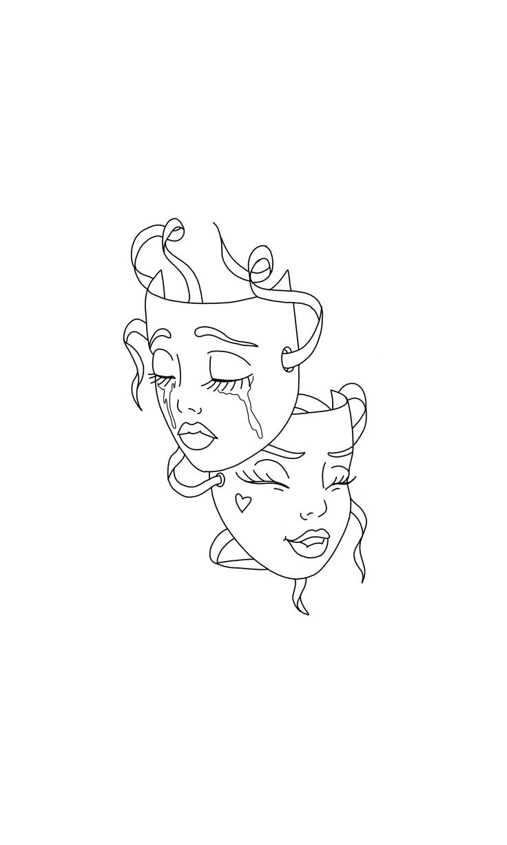 a drawing of two women with faces drawn in one line