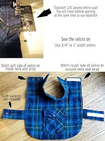 the instructions for how to sew a bib on a sewing machine, with pictures showing