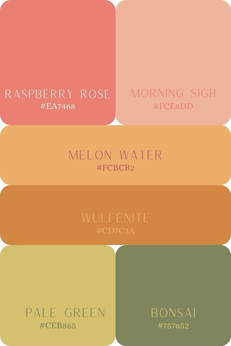 the color scheme for an interior design project in pastel green, peach and yellow