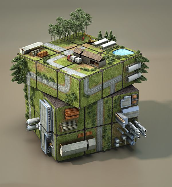 an image of a building made out of grass