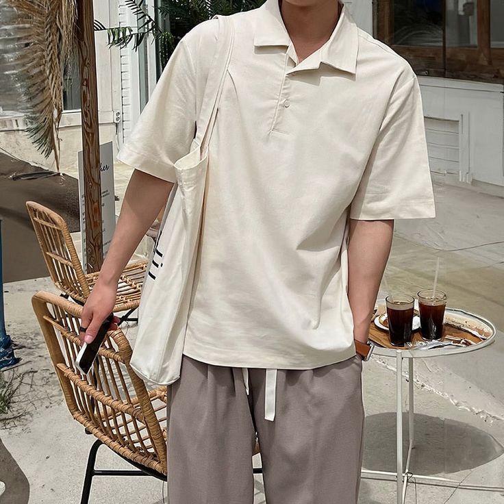 Wiaofellas Summer Short Sleeve Shirt Men Fashion Social Mens Dress Shirt Korean Loose Casual Pullover Shirts Mens Polo Shirt M-2XL Short Shoes, Men Fashion Summer, Korean Shirt, Korean Shorts, Shirt Korean, Mens Polo Shirt, Expressive Fashion, Mens Short Sleeve Shirt, Men Shirt Style