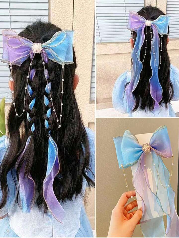 Sharing this cute hair bow! It’s so beautiful. Fantasy vibes. ♥️♥️ #fashion #styleblogger #style #accessories #jewelry #bows #rainbow #pinterest #hair #hairaccessoriesheadbands #cutehairstyle #fantasy #vibes Seni Resin, Hair Accessories Ribbon, Hair Accessories For Kids, Updo Hairstyles Tutorials, Embroidered Hair Bows, Prom Hair Updo, Diy Hair Accessories Ribbon, Simple Prom Hair, Ribbon Hairstyle